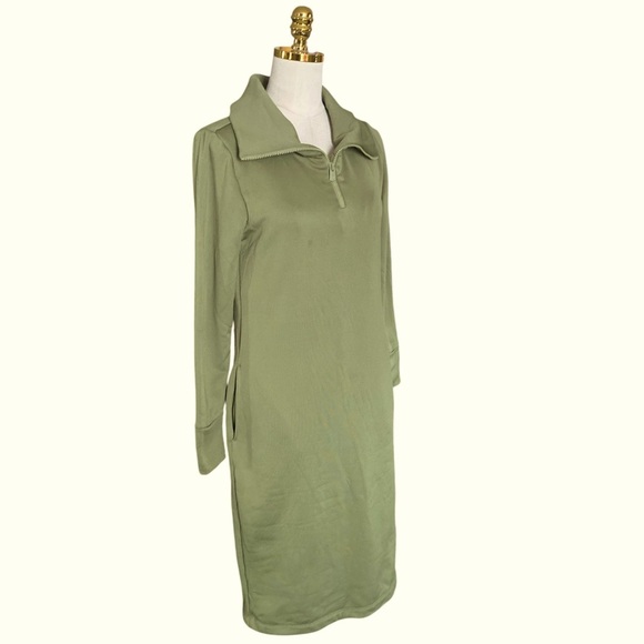 Dudley Stephens Womens Army Green Long Sleeves Doverton Jersey Fleece Dress Sz S - Picture 6 of 10